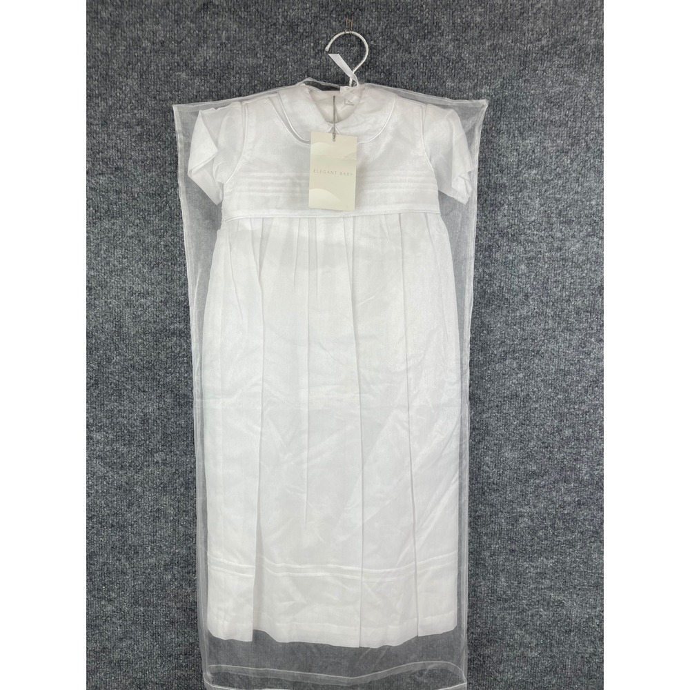 Elegant Baby Christening Gown Kids 0-12MO White New Baptism Bonnet Set